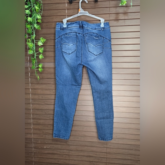 Blue Spice Skinny Mid-rise Dark Wash Stretch Denim Women's Jeans Size 13 - Picture 2 of 11